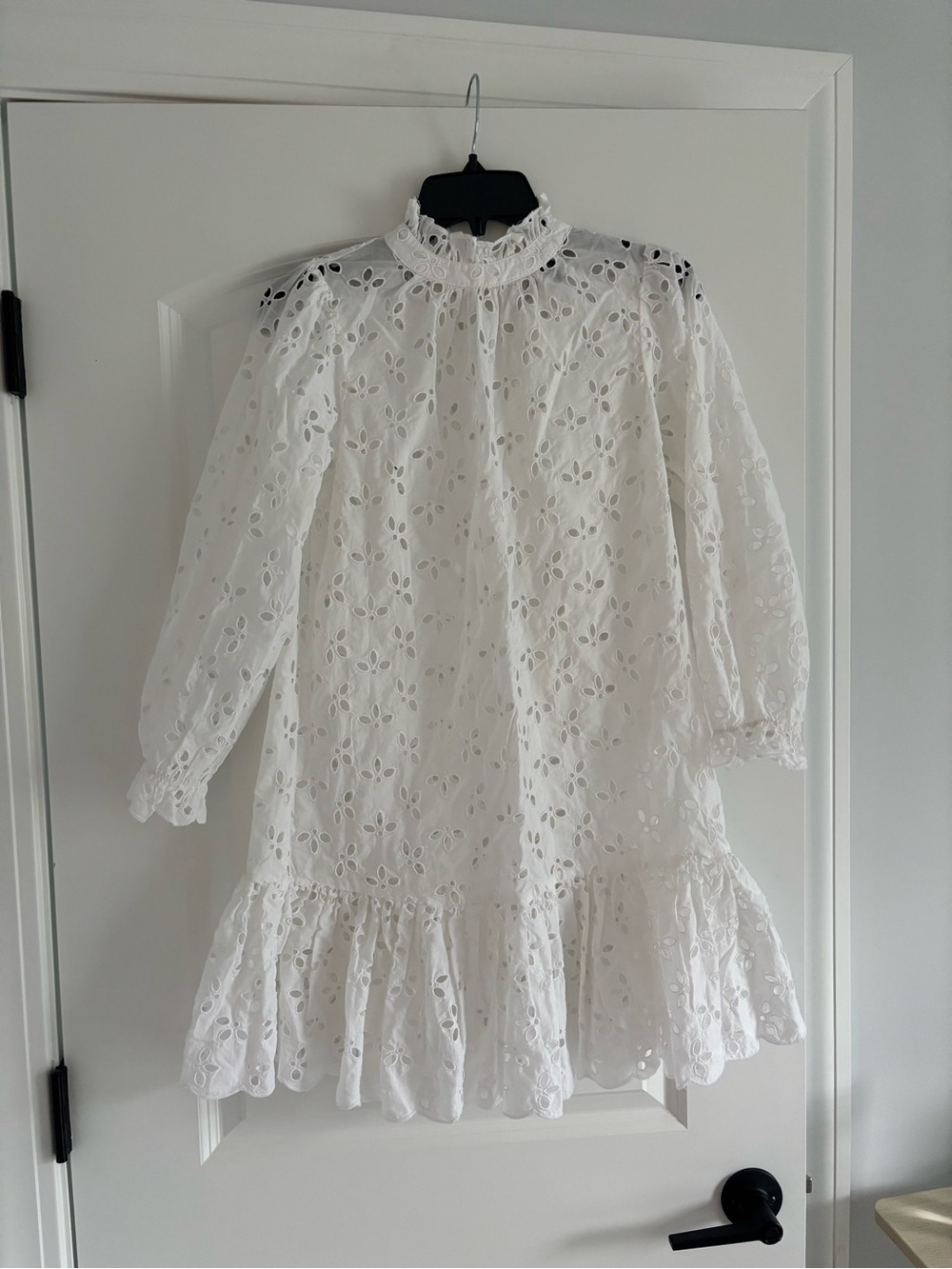 Jcrew eyelet ruffle neck White Dress